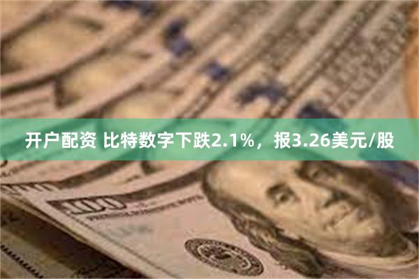 开户配资 比特数字下跌2.1%，报3.26美元/股