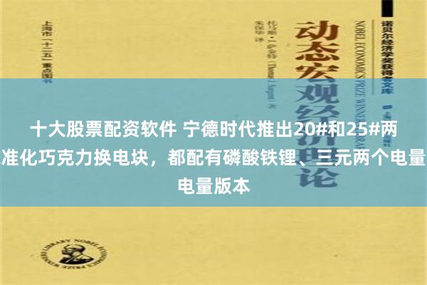 十大股票配资软件 宁德时代推出20#和25#两种标准化巧克力换电块，都配有磷酸铁锂、三元两个电量版本